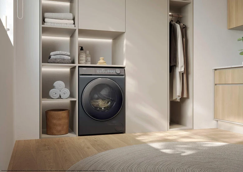 Haier X Series 7, Lavatrice Slim 9 KG, 25% più efficente della classe A, 1400 giri, Antracite, Direct Motion, Vapore, Wi-Fi, Smart AI, Scruscotto Anti-impronta, 360° ABT, HW90-B14367GTUIT