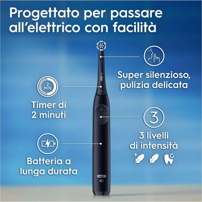 Oral-B iO 2 Spazzolino Elettrico Nero 1 Testina Di Ricambio 1 Spazzolino