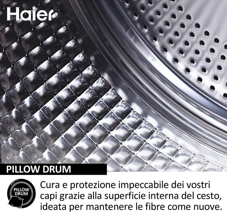 Haier HW80-BP14929A-S I-Pro Serie 1 Lavatrice A Libera Installazione 8 Kg, 1400 Giri, AI Power Drive Inverter Motor, Pillow Drum, Classe A, Bianco