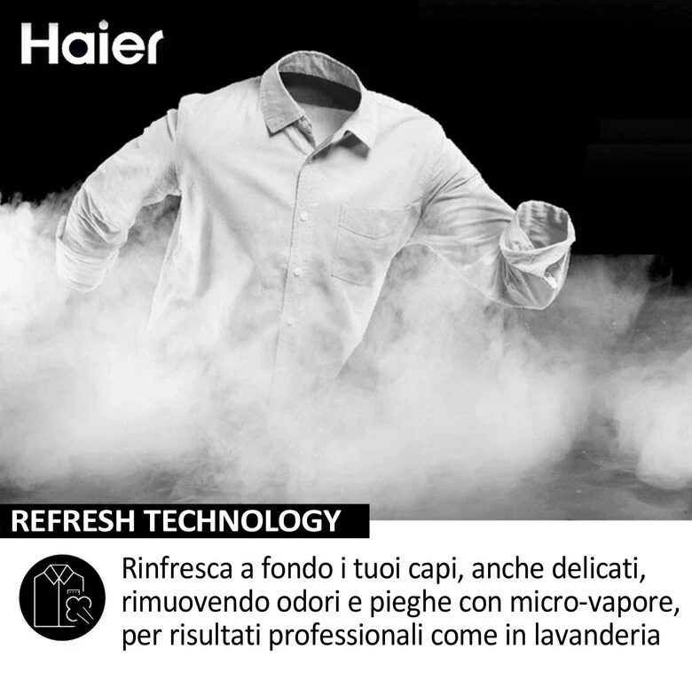 Haier HW80-BP14929A-S I-Pro Serie 1 Lavatrice A Libera Installazione 8 Kg, 1400 Giri, AI Power Drive Inverter Motor, Pillow Drum, Classe A, Bianco
