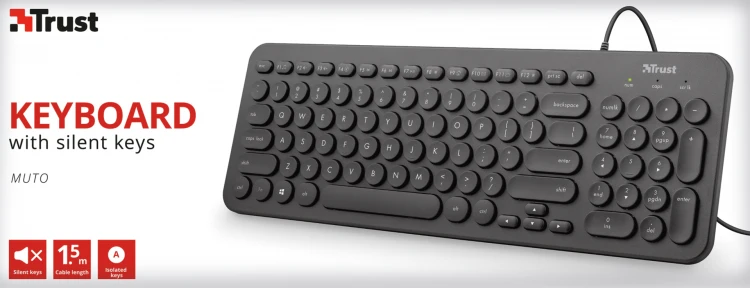 Tastiera Usb 2.0 Trust Muto Silent Mini Usb Qwerty Nero Pc Computer Keyboard