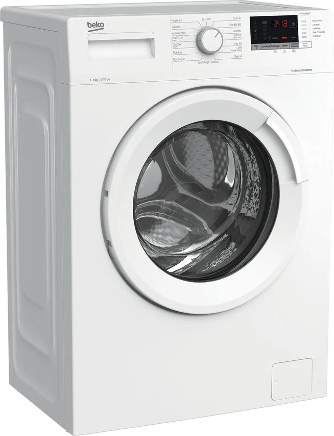 Beko WUX81282WI/IT Lavatrice A Libera Installazione 8 Kg, 1200 Giri, AquaWave®, AntiCrease®, Classe A, Bianco