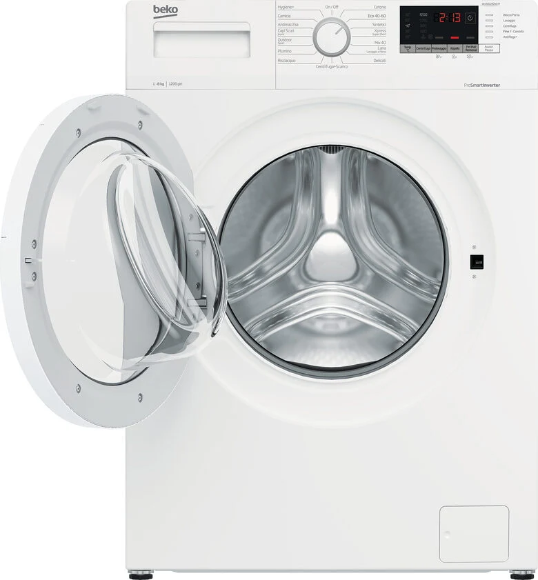 Beko WUX81282WI/IT Lavatrice A Libera Installazione 8 Kg, 1200 Giri, AquaWave®, AntiCrease®, Classe A, Bianco