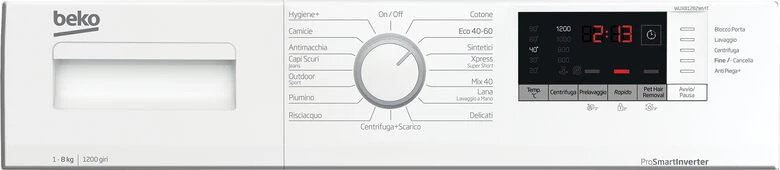 Beko WUX81282WI/IT Lavatrice A Libera Installazione 8 Kg, 1200 Giri, AquaWave®, AntiCrease®, Classe A, Bianco
