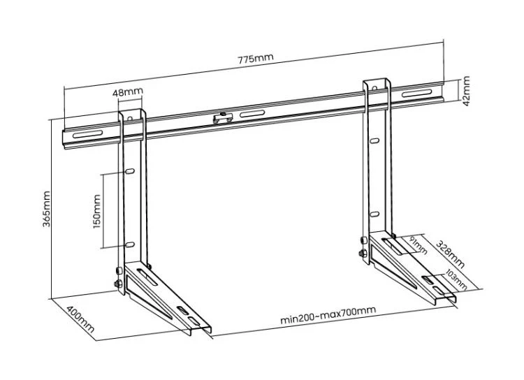 Superior Staffe Condizionatore Supporto Climatizzatore Staffa Per 9000-1200 Btu