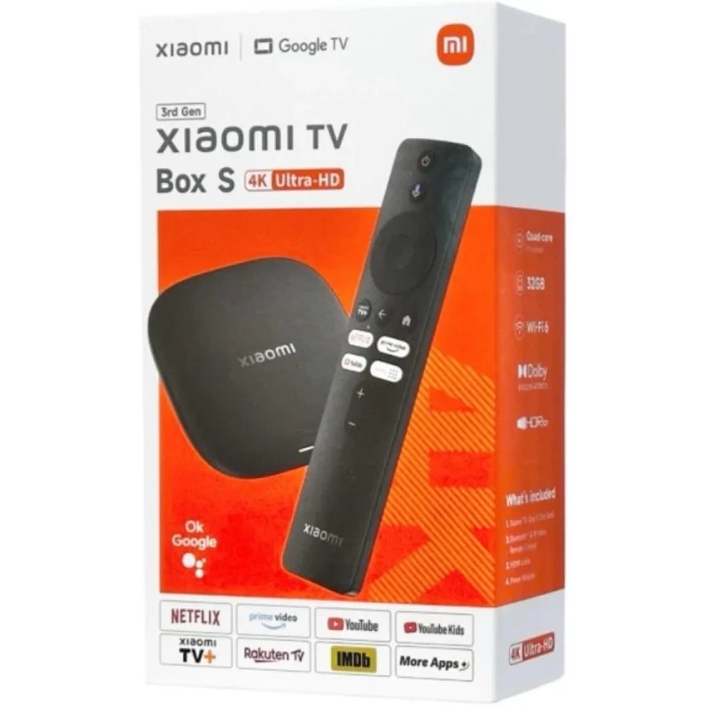Xiaomi Mi Tv Box S (3rd Gen) 4K 2+32Gb Google TV UHd Wi-Fi 6 HDR10+ Nero Smart