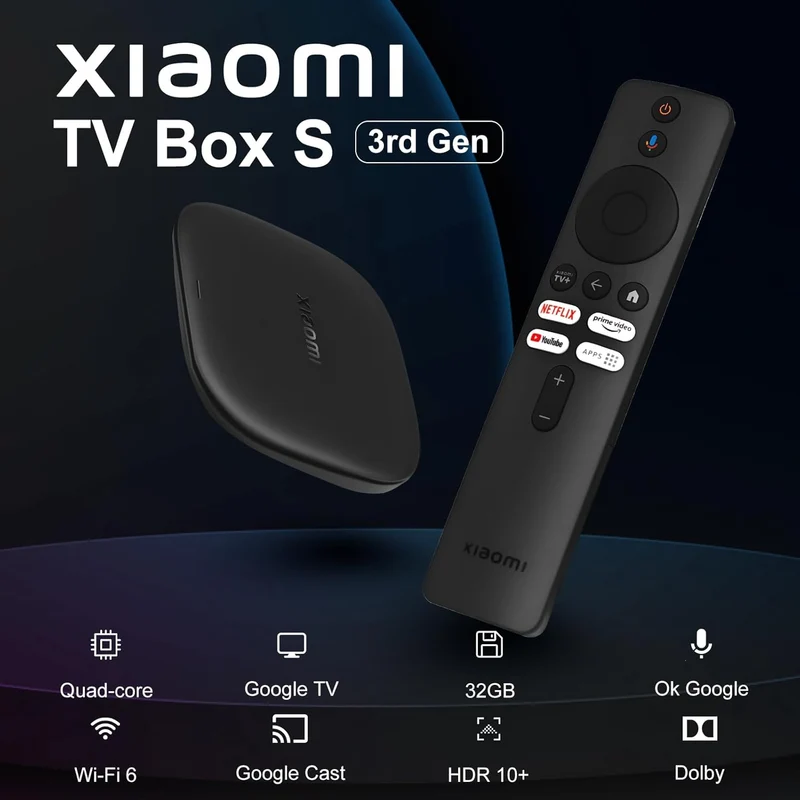 Xiaomi Mi Tv Box S (3rd Gen) 4K 2+32Gb Google TV UHd Wi-Fi 6 HDR10+ Nero Smart