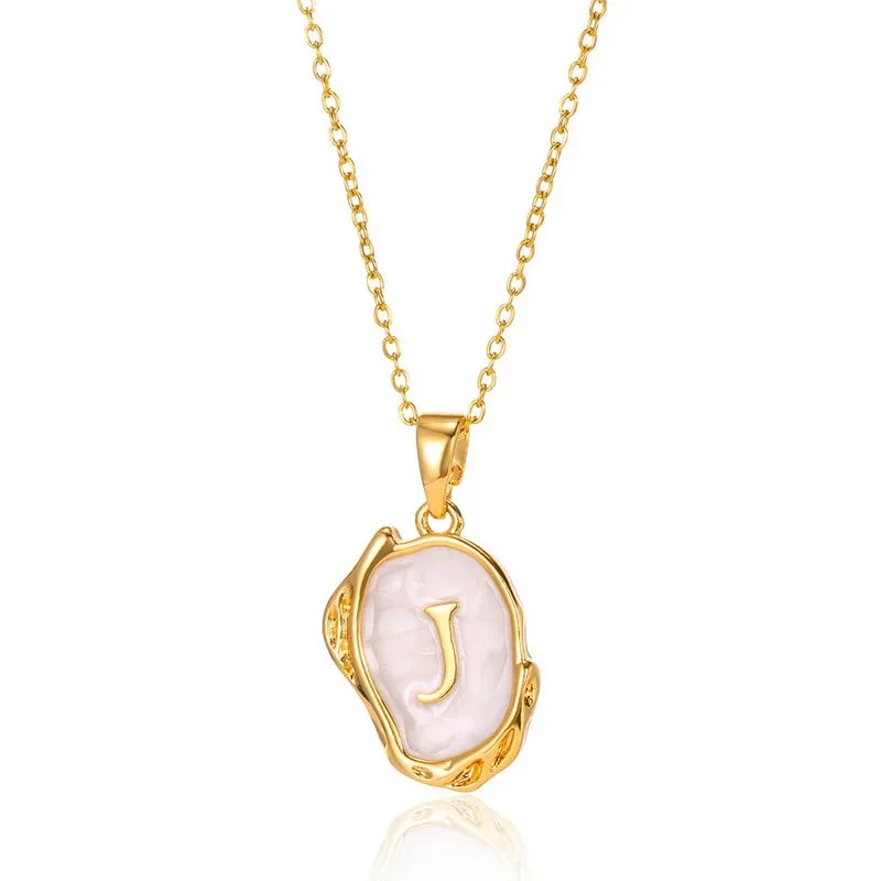 A-Z Alphabet Gold Plated Stainless Steel Pendant Necklace