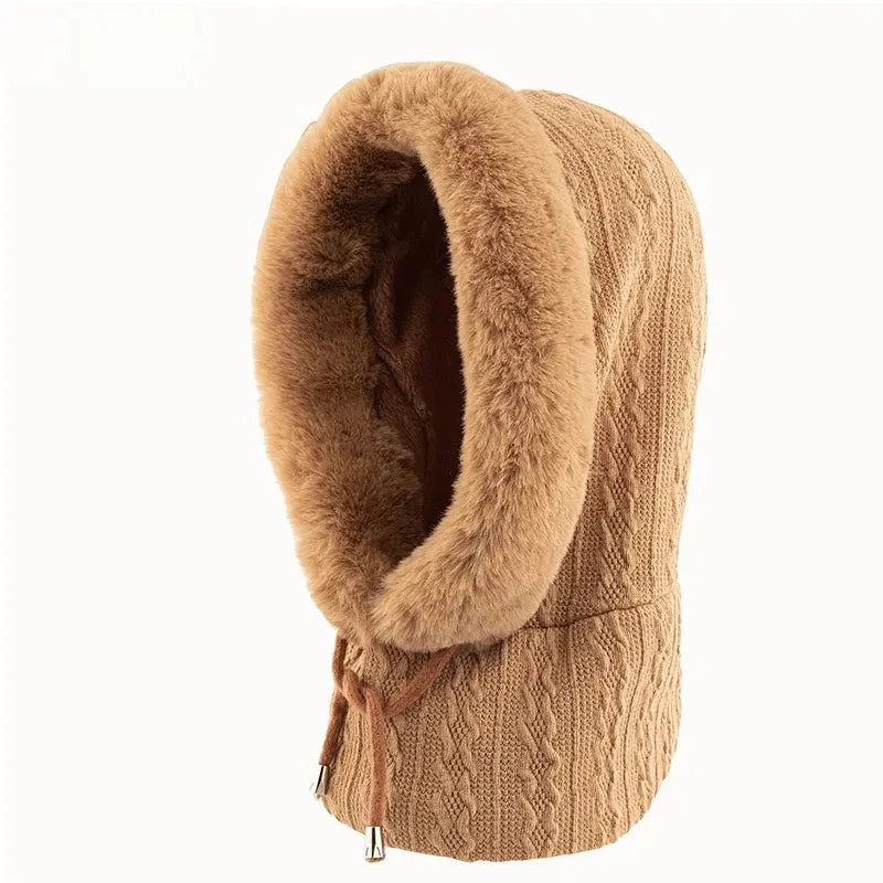 Thicken Knitted Fleece One-Piece Winter Scarf Mask