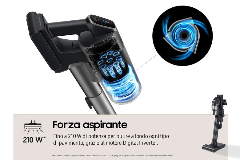 Samsung Aspirapolvere senza filo Jet™ 95 complete extra 210W VS20C9554TK