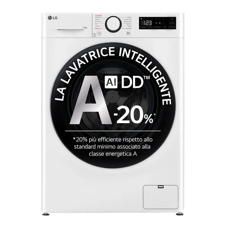 LG F4R3013NSWB Lavatrice A Libera Installazione 13 Kg, 1400 Giri, Tecnologia AI DD™, Lavaggio A Vapore, Allergy Care, Motore Inverter Direct Drive™, Classe A-20%, Bianco
