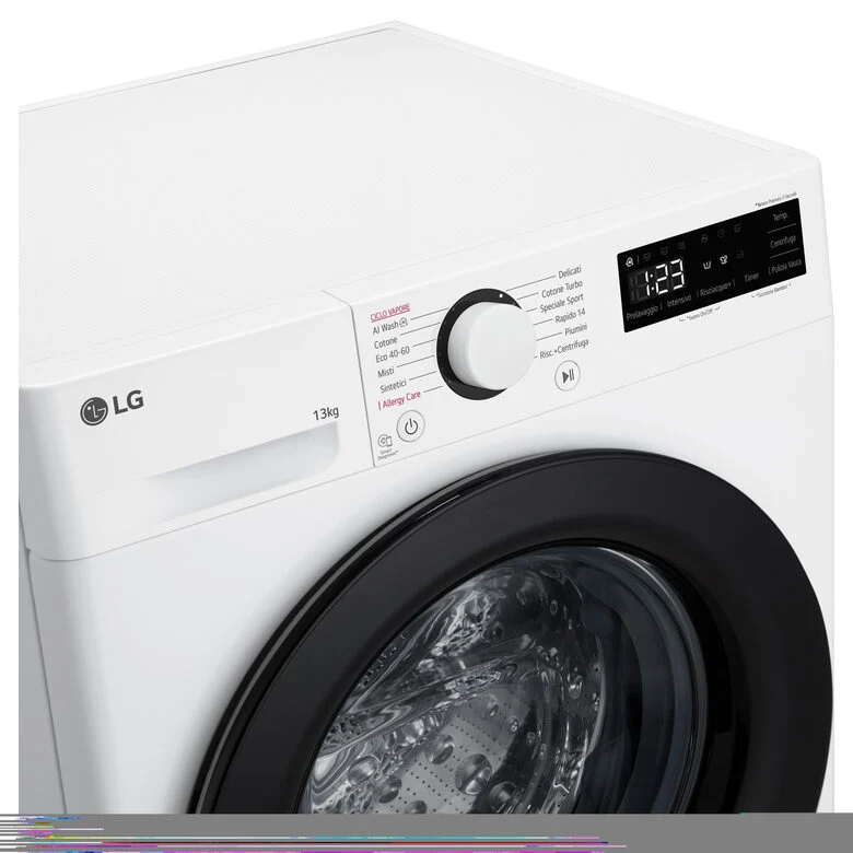 LG F4R3013NSWB Lavatrice A Libera Installazione 13 Kg, 1400 Giri, Tecnologia AI DD™, Lavaggio A Vapore, Allergy Care, Motore Inverter Direct Drive™, Classe A-20%, Bianco