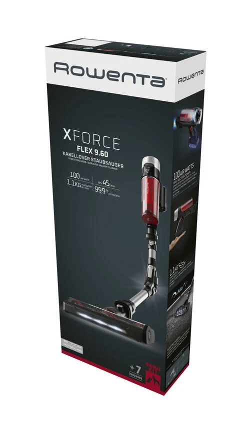 Rowenta X-Force Flex 9.60 RH2077 aspirapolvere senza filo Nero, Rosso Senza sacchetto