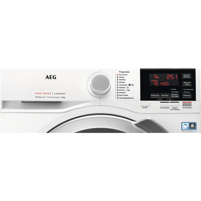 AEG L6FEG845 lavatrice Caricamento frontale 8 kg 1400 Giri/min B Bianco